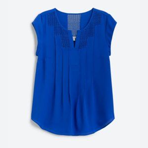 Daniel Rainn Cobalt Blue Estefany Lace Detail Split Neck Blouse from Stitch Fix